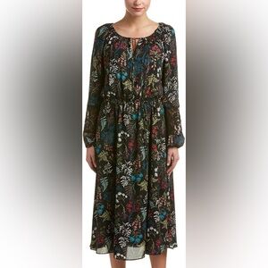 EUC T Tahari Marisol Black Floral Print Dress, Size M
